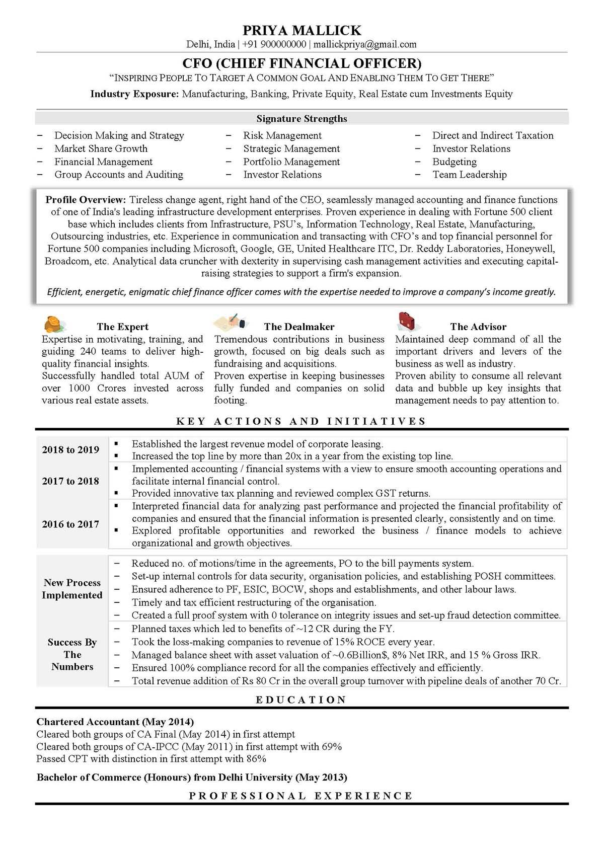 Sample resume: Business Administration and Management, High Experience, Functional